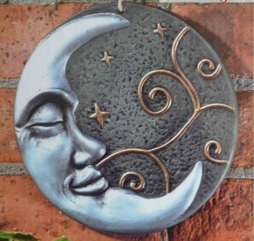 Beautiful Silver Moon Terracotta Wall Plaque Garden Art Ornament