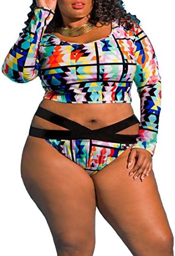 Blankey Women's Plus Size Bikini Two-Piece Off High Waist Swimwear Bathing Suit