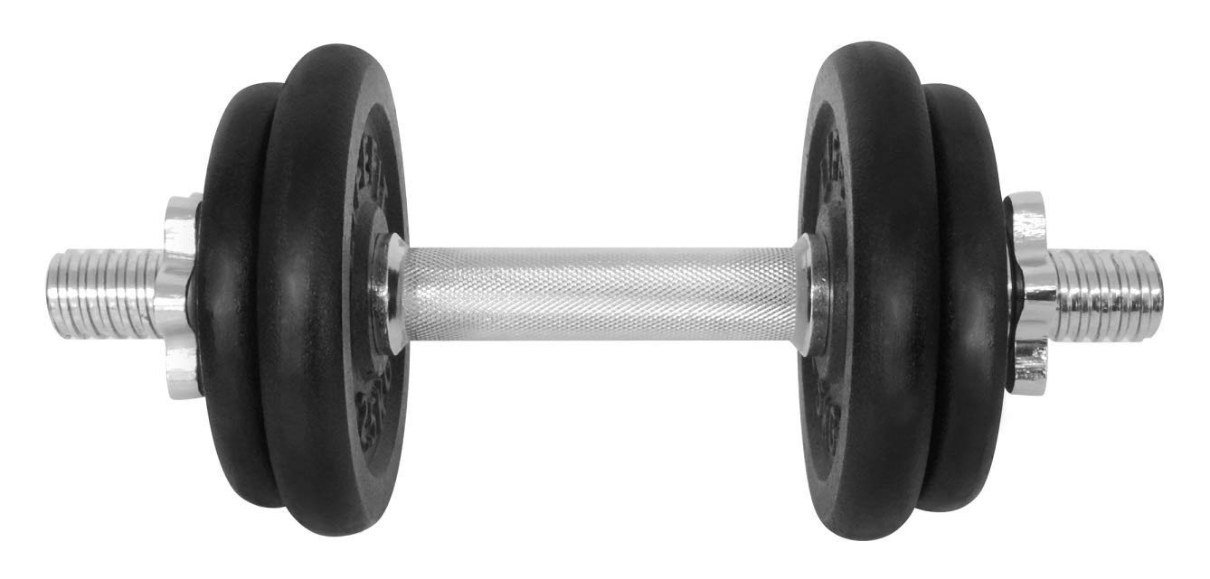 Sport Team Unisex Adult One Hand Bar With 4 Pieces Disc Set Dumbbell - Multi-Colour, 10 kg