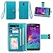 IZENGATE Samsung Galaxy Note 4 Wallet Case - Executive Premium PU Leather Flip Cover Folio with Stand (Turquoise Blue)
