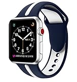 EloBeth iWatch Band 44mm 42mm Soft Silicone Sport Replacement Wrist Strap Stripe Color Splicing Compatible with Apple Watch Series 4/3/2/1 Nike+ Sport Edition