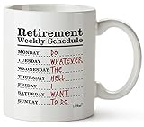 Funny Retirement Gifts for Women Men Dad Mom. Retirement Coffee Mug Gift. Retired Schedule Calendar Mugs for Coworkers Office & Family. Unique Novelty Ideas for Her Nurses Navy Air Force Military Gag