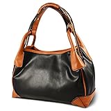 Vbiger Leather Handbags And Purses Dumpling-shaped Tote Bags For Women (Black Brown)