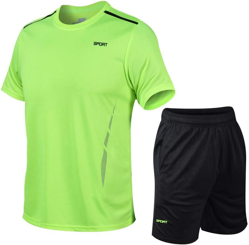 POQOQ Short Pants Sports Suit Men's Casual Fitness Fast Drying Elastic Short Sleeve