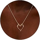 DIFOMI Heart Necklace for Women, Dainty 14K Gold/Sterling Sliver Plated Heart Pendant Necklace Trendy Jewelry Gift for Women