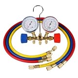 BANG4BUCK Manifold Gauge Set Diagnostic A/C Tool Kit R12 R22 R502 Refrigeration Brass Auto Service Set with Storage Case, 3FT Charging Hose, 500PSI Max Working Pressure