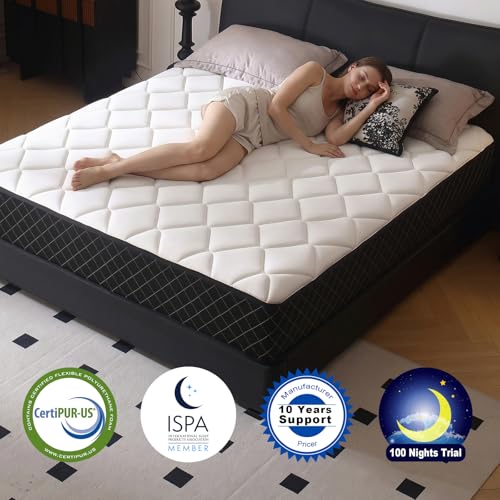 Com4Rest Twin Mattresses, 10 Inch Memory Foam Hybrid Twin Size Mattress in a Box, with Pocket Springs, Pressure Relief, Breathable Comfort, CertiPUR-US, Medium Firm