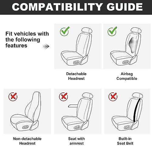 JanQee 2 Pack Bling Front Car Seat Covers, Universal Shining Crystal Diamond Rhinestone Soft Car Seat Protectors, Waterproof PU Leather Bling Car Accessories Interior Fit Most Cars(White Diamond)