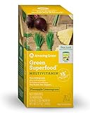 Amazing Grass Green Superfood, Multivitamin, Pineapple Lemongrass, Powder, Box of 15 Individual Servings, 0.24oz, Biotin, B12, Zinc, Vitamin D3, Wheat Grass, Spirulina, Alfalfa, Probiotic, Greens