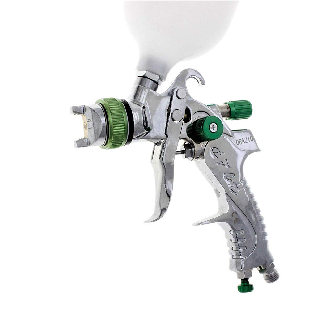 ORAZIO HVLP Paint Spray Gun Gravity Feed 600CC Plastic Cup 1.5mm Copper Nozzle Paint Sprayer for Vehicles Furniture Surface Coating Decorating 221452