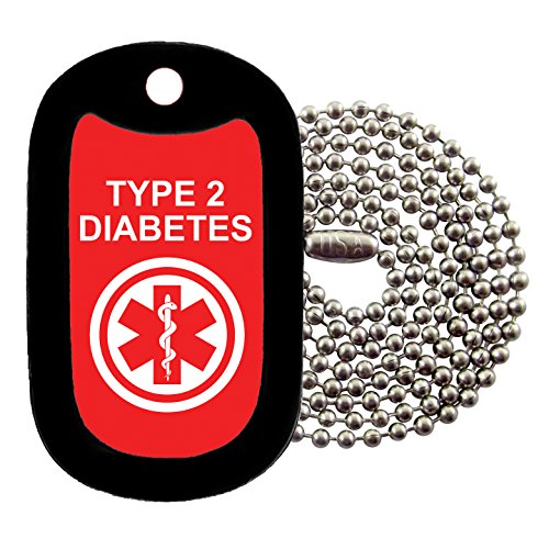 Tag-Z Military Dog Tags - Medical Alert Type 2 Diabetes Dog Tag Necklace