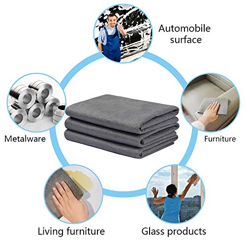 Sunland Streak Free Cleaning Cloth Absorbent Dust Drying Cloth Chamois Shammy Cloth 12Inchx16Inch 3 Pack Grey