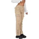 Cargo Hiking Pants for Women Tactical Baggy Pants Women's Casual Y2K with 6 Zipper Pockets No Belt.