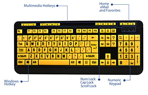 Adesso Luminous 4 X Large Print Multimedia Desktop USB Keyboard (AKB-132UY)