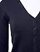 Women's Button Down V-Neck Long Sleeve Knit Cardigan with Sleeve Button Detail Navy M