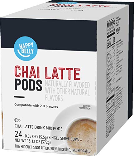 HAPPY BELLY TEA PODS COMPATIBLE WITH 2.0 K-CUP BREWERS, CHAI LATTE, 24 COUNT (PREVIOUSLY SOLIMO)