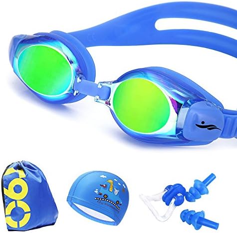ONLYFY Swim Goggles for Kids Anti Fog UV Protection with Clear Vision without Leaking Big Soft Silicone Frame and Strap for Kids Age 8+ Boys Girls Teens