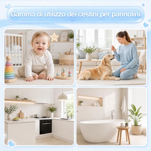9 pezzi Ricarica Mangiapannolini, 4,5M Sacchetti Mangiapannolini Antiodore Inodore Addensata, Ricarica Mangiapannolini Compatibile Con Tutti i Secchi per Pannolini, Con Twist & Click