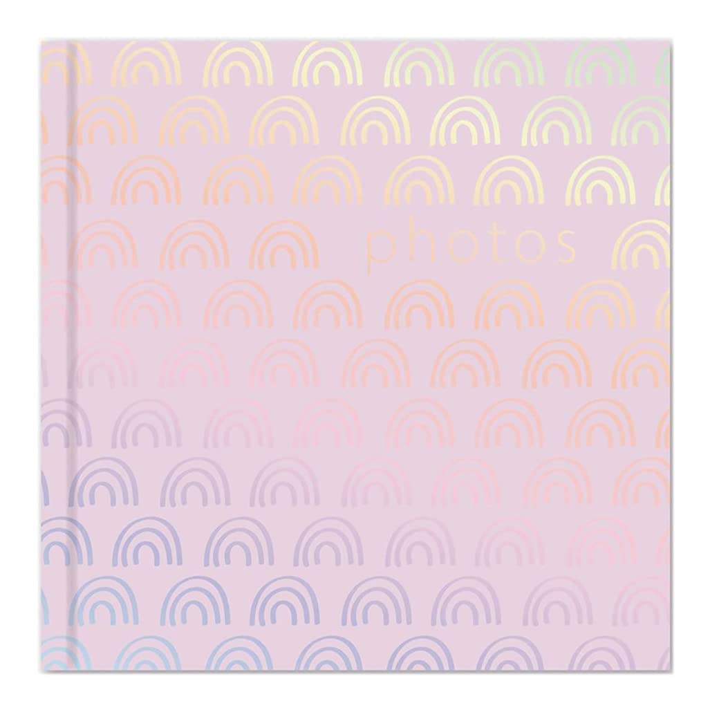 Pink Rainbow Design Photo Album Holds 200 Slip In Family 4'' x 6'' Photographs, Multi (7595)