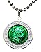 Baja Billys Ocean Creations St. Christopher Surf Necklace, Large Pendant, Green with White Rim, 23 Inch Ball Chain
