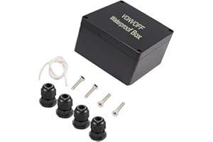 VONVOFF DIY Electrical Box, Universal Junction Box,Dustproof Waterproof IP67 ABS Plastic Box,with 4pcs x M16 Cable Gland,3.27''x3.19''x2.20''(83x81x56mm) Black