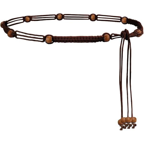 Kefley Brown Braided Belts for Women Boho Beaded Woven Belly  display picture 1