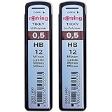 2 Pcs. Rotring Tikky Mechanical Pencil Lead 0.5mm Hb, 12 Lead