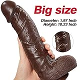 Realistic Dildo, Huge Penis with Strong Suction Cup for Hand-Free Play Vagina G-spot Anal Simulate, Big Cock with Curved Shaft and Balls for Women Masturbation