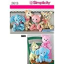 Amazon.com: Simplicity 2613 Cute Stuffed Animal Sewing Pattern for ...