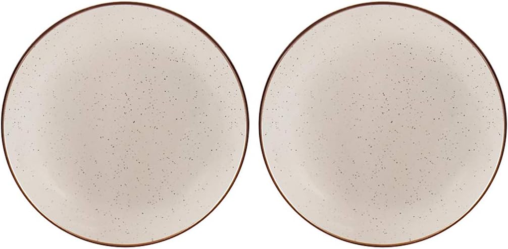 Set of 2 Side Plates - Red Hand Painted Stoneware Dessert Dishes (CR61)