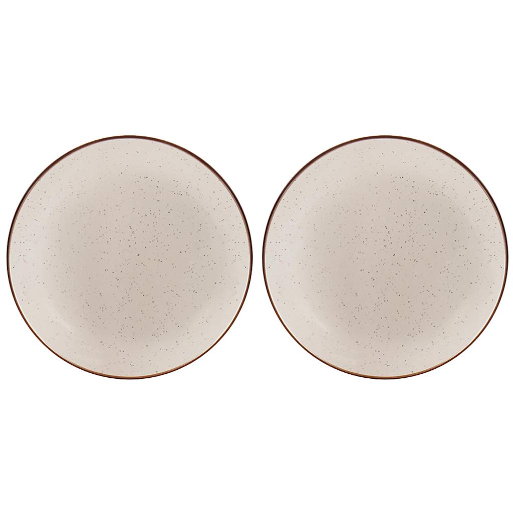 Set of 2 Side Plates - Red Hand Painted Stoneware Dessert Dishes (CR61)