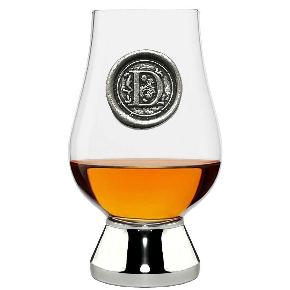 English Pewter Company Glencairn Personalised Whisky Glass with Monogram Initial - Unique Gifts for Men - with Your Choice of Initial 200ml [WGP204] (D)