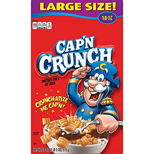 QUAKER CAP’N CRUNCH BREAKFAST CEREAL, 18OZ BOX, 18 OZ