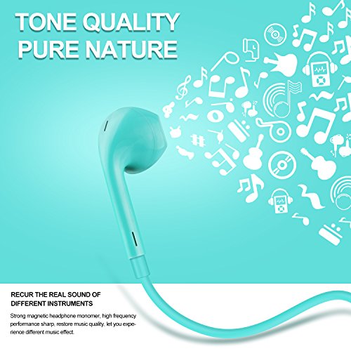 Bekou Premium Earbuds Stereo Headphones 2 Pack Earphones with Microphone and Noise Isolating headset for iPhone iPod iPad Samsung Galaxy S7 S8 and Android Phones - Blue - Thumbnail 2