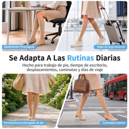 CAMBIVO Medias de Compresión 10-15 mmHg, Medias Hasta la Rodilla, Unisex | Calcetines de Compresion Mujer Hombre, Transparente Cómoda, Talón Reforzado, para Trabajo, Viaje, Oficina y Uso Diario