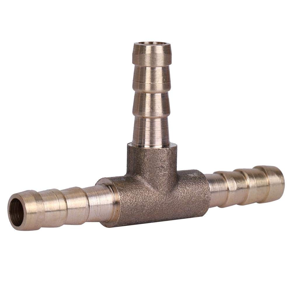 3 Way Brass T Piece Fuel Hose Joiner Connector Barbed Hose Fittings for Compressed Air Oil Gas Pipe (6mm)