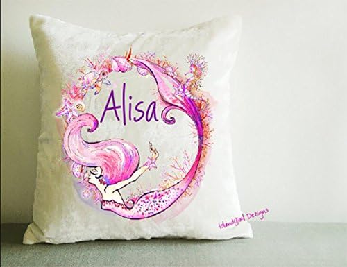 Pillow Cover- Personalized Mermaid Pillow~ 16 x 16, Beach Lover, housewarming gift, pillow cover, throw, cushion, beach gift, nautical, seah