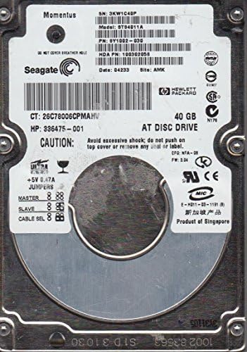 ST94011A, 3KW, AMK, PN 9Y1002-030, FW 3.04, Seagate 40GB IDE 2.5 Hard Drive