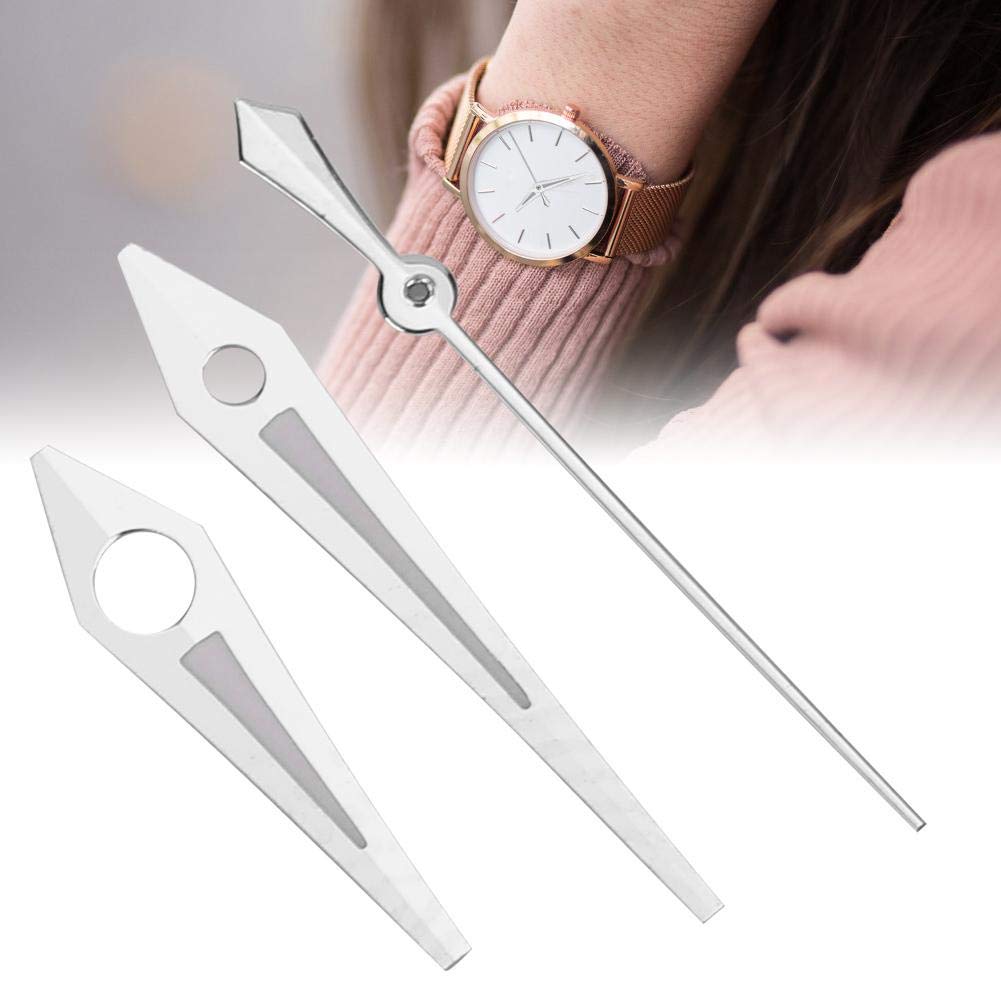 Watch Hands, 3 Pieces Watch Second Minute Hour Hands, Watch Movements Parts, Watch Accessory Replacement for ETA2824Movement (Silver)
