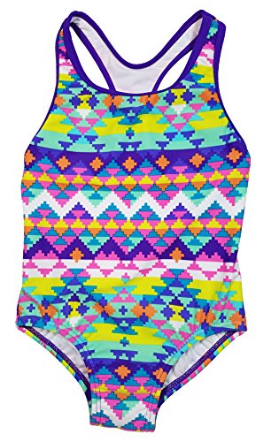 Speedo Big Girls' Solid Infinity Splice One Piece Swimsuit (14, Purple Aztec)