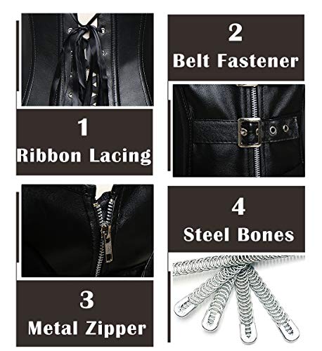 SLIMBELLE-Donna-Steampunk-Gotico-Corsetto-Sexy-Pelle-Bustino-Overbust-Corsetti-con-Ossa-dAcciaio-Plus-Size-S-6XL