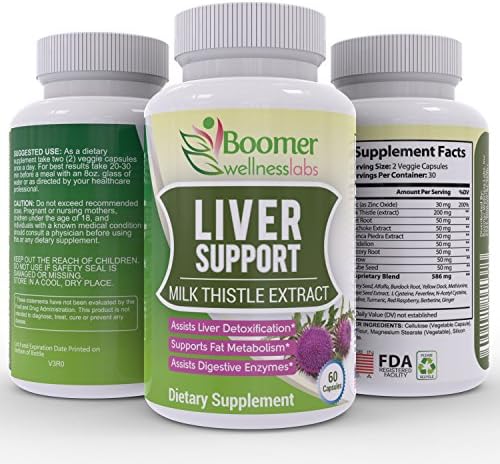 Liver Support Supplement for Detoxification & Cleanse. All Natural Formula—Milk Thistle, Dandelion, Beet Root—Boosts Fat Metabolism & Immune System. Free E-Book. 60 Capsules of Liver Support