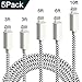 WUXIAN Phone Cable 5Pack 3FT 3FT 6FT 6FT 10FT Nylon Braided USB Charging & Syncing Cord Compatible iPhone X iPhone 8 8 Plus 7 7 Plus 6s 6s Plus 6 6 Plus iPad iPod Nano(Silver&Gray)