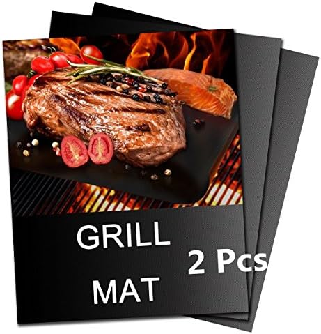 BBQ Grill Mat,2PCS Party Grilling Mats,Nonstick Reusable Microwave Oven Baking Pad,Foldable Teflon Heat Resistant for Outdoor Indoor Steaks Shrimps Burgers Vegetables Cooking, Picnic, Barbecue(Black)