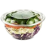 32 Ounce Clear Plastic Disposable Salad Containers with Lids in Bulk for a Fresh Airtight Seal, Portable Serving Bowl Set for Meal Prep & Preserve Freshness 25 Pack by NYHI Direct