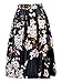 PERSUN Women Floral Midi A-Line Skater Skirt Black