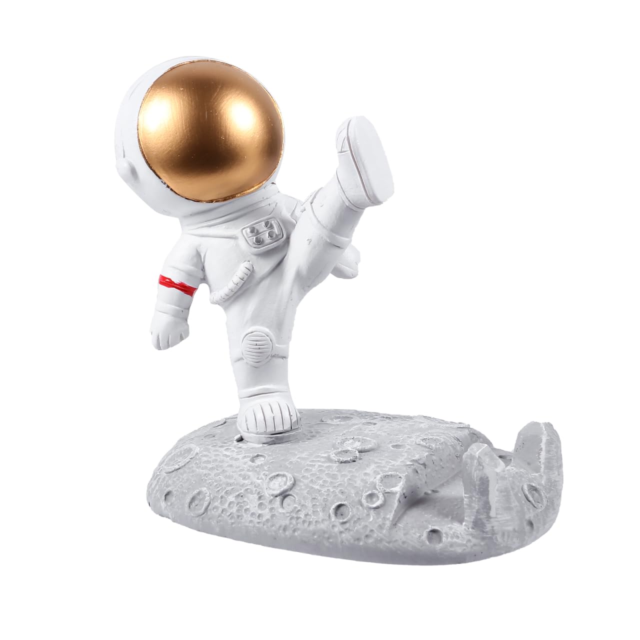 ibasenice Astronaut Mobile Phone Holder - Creative Resin Figurine Stand for Desk Chic Decoration for Home and Office (Golden 11Cm X 10Cm X 8Cm)