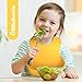Waterproof Silicone Baby Bibs, Easy Clean, Less Mess! Soft on Skin! Allergy Friendly! Adjustable Straps! Deep Tray! 2 Color Pack (Green / Yellow) with Bonus Spoon.