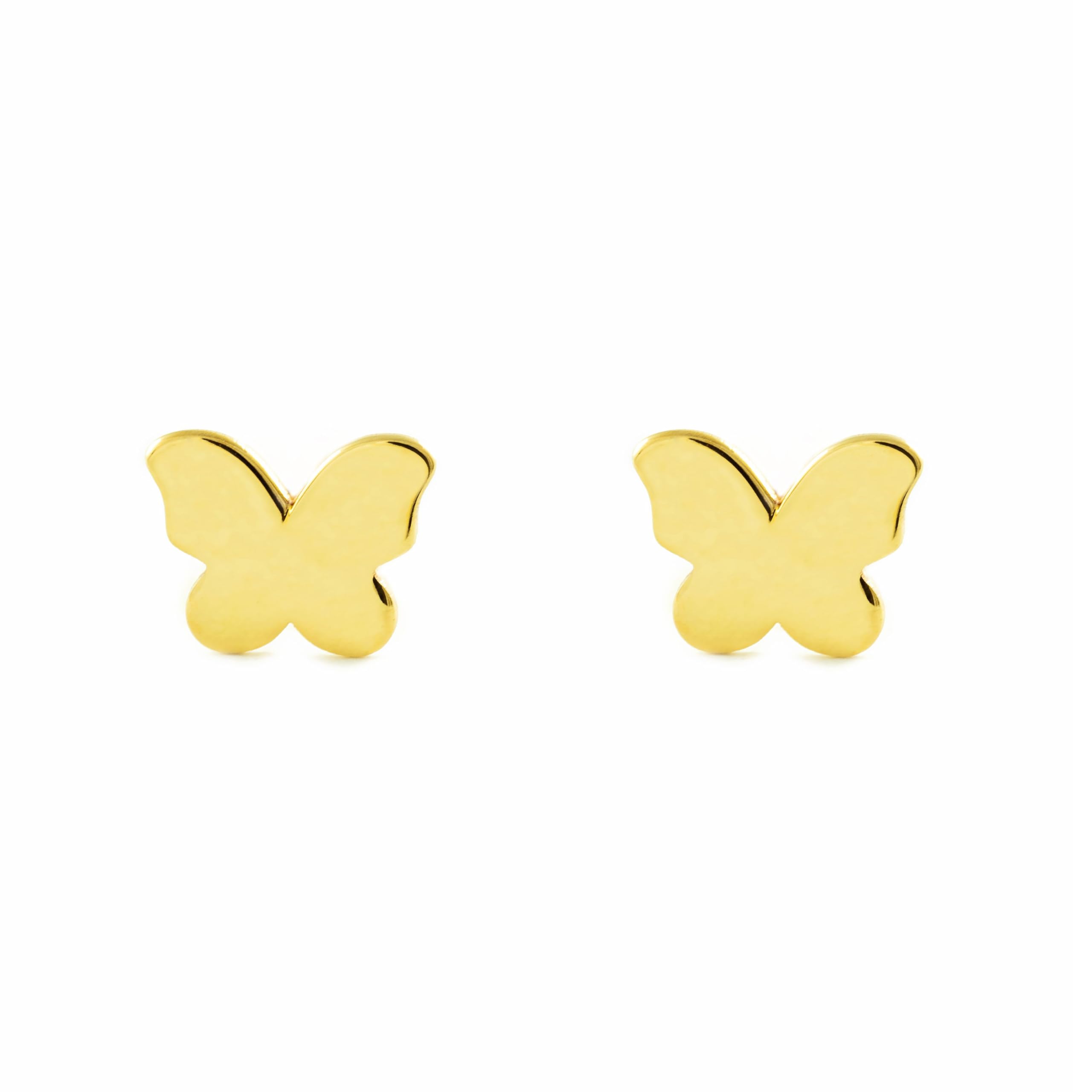 Mondepetit - 9ct Yellow Gold Butterfly Earrings shine
