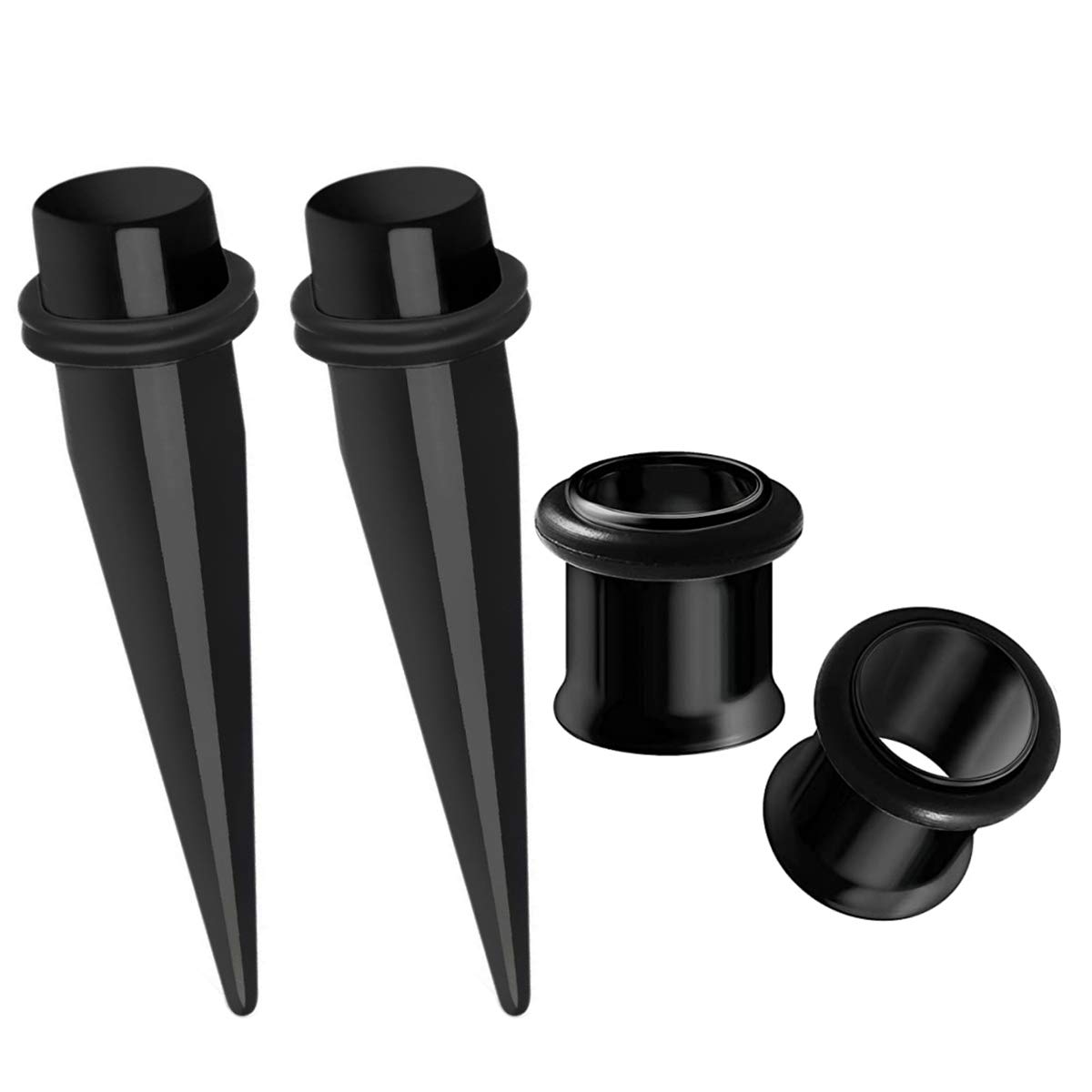 HEKEUOR 9mm Stainless Steel Ear Stretching Kit - 2 Tapers & 2 Tunnels, Size 0g(8mm) to 00g(10mm)